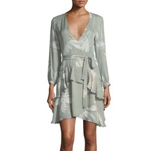 Halston Heritage Long Sleeve Printed Flounce Dress